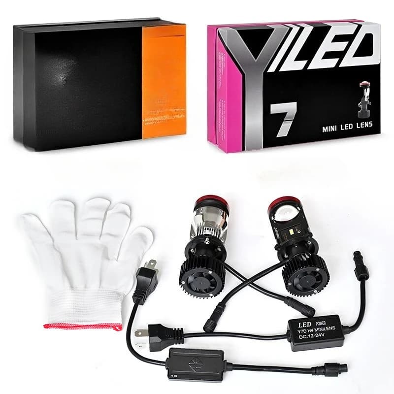 Y7D H4 Fari Auto H4 LED Mini Lente per proiettore 6000K Fascio alto e basso Turbo Fan Auto LED H4 Lampada 12V