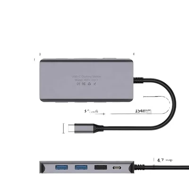 8In1 USB-C Hub-0307 4K Gig Abit Ethernet PD 100W 3x USB-A SD/tf