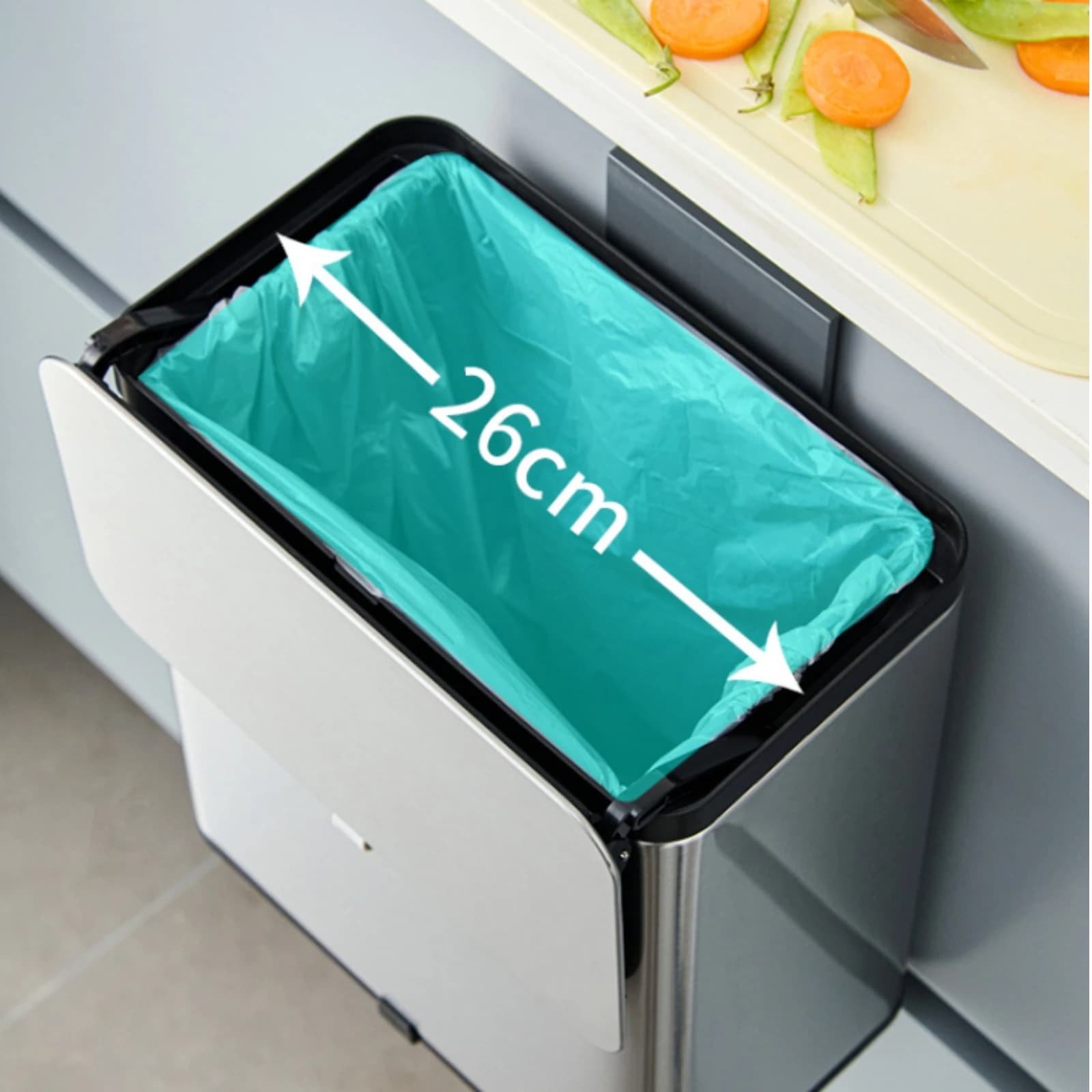 Wall-Mounted Trash Can Dual Opening Wall Mounted Trash Can Hanging Garbage Bin Adhesive Mount Household Container Black Trim