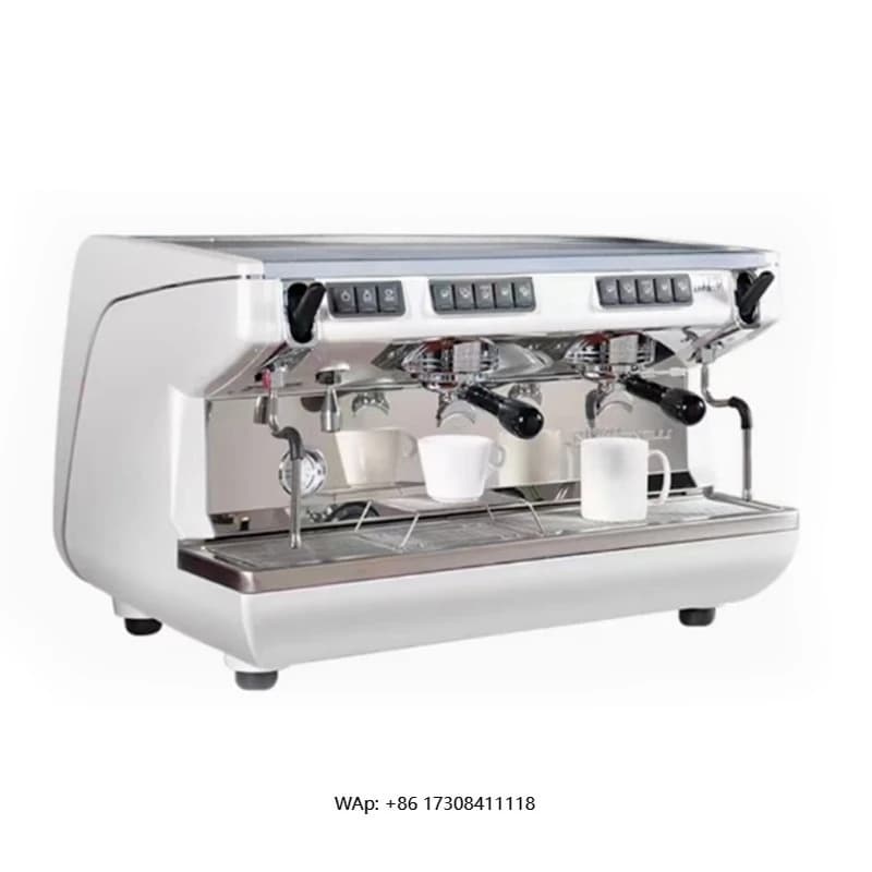 Macchina per Espresso Professionale Semi-Automatica a 2 Gruppi di Colore Bianco Commerciale