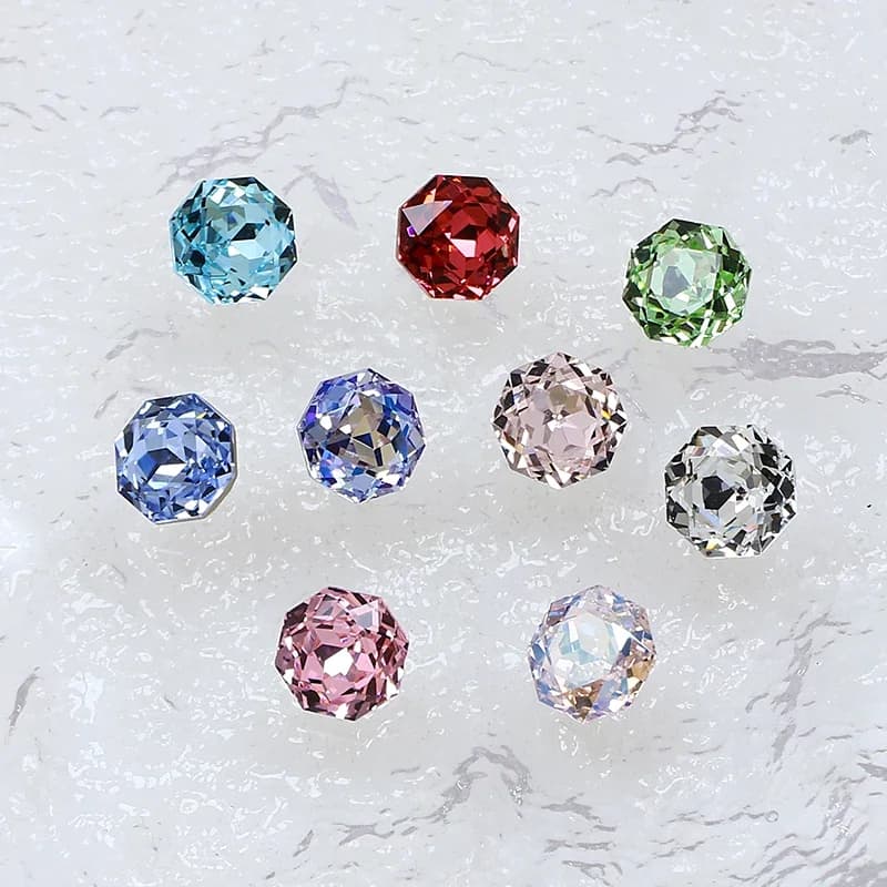 20PCS Rosa Taglio Forma Ottagono FAI DA TE Strass K9 Cristallo Fantasia Pietra Glitter Poinback Pietra Per Nailart Creazione di Gioielli Borse