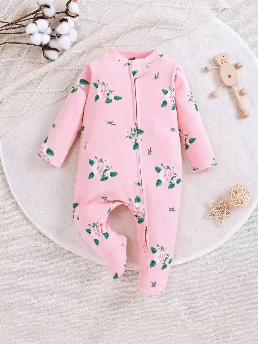 Unisex Newborn Baby Footed Pajamas Long Sleeve Zipper Romper Cotton Jumpsuit Solid White 0-12 Months Fashion Baby Clothes