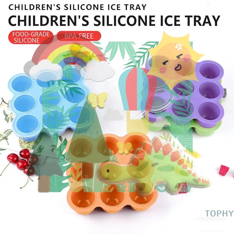 Set of 9Grid silicone containers for children's food, for freezer, airtight, sealed, with transparent cover, grill design, easy to clean, for babies