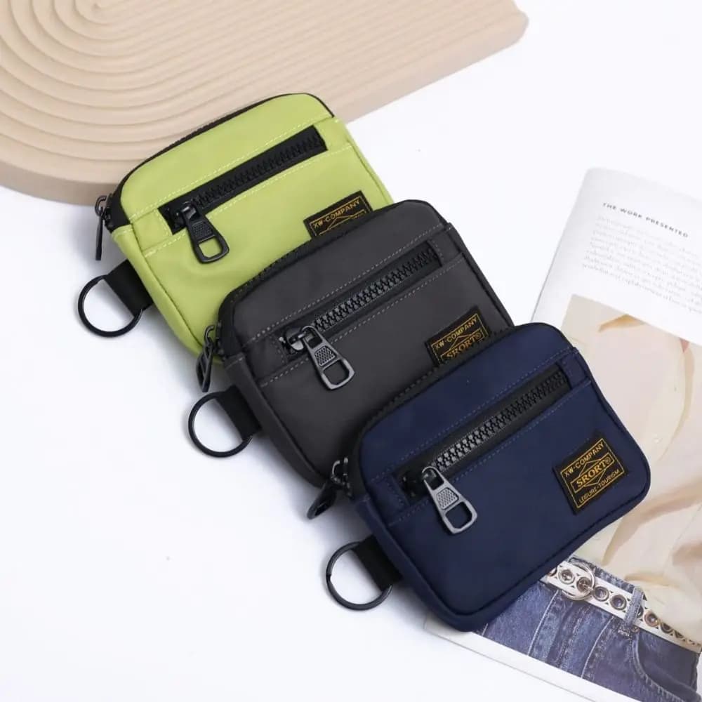 Portamonete in tela di moda Porta carte con cerniera Portafoglio corto Borsa portaoggetti in tinta unita da uomo