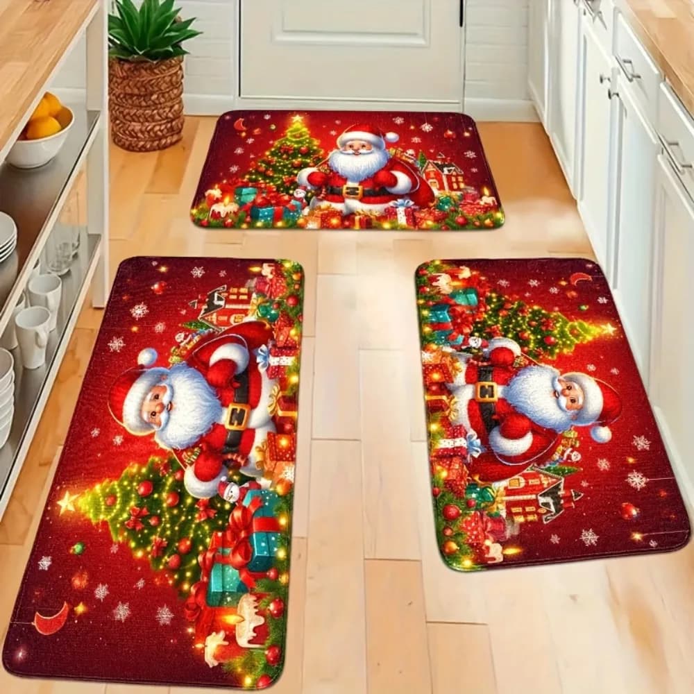 Christmas Cooking Mats Cartoon Santa Claus Zerbino Christmas Gifts Winter Snowflakes Cartoon Merry Christmas Decor