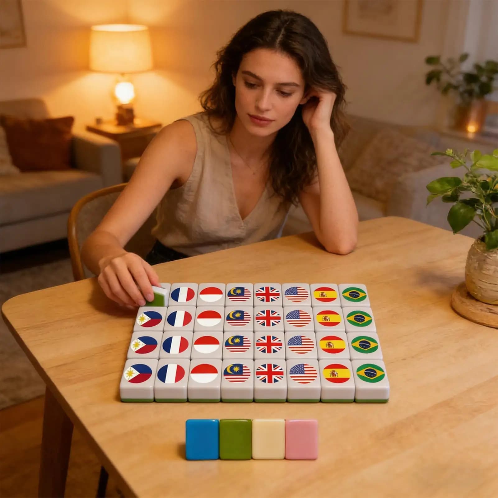 Set da gioco Mahjong portatile, giocattolo interattivo genitore-figlio, con motivo a pallone da calcio, blocchi di gioco per uomini, donne, giovani, adolescenti, figlie