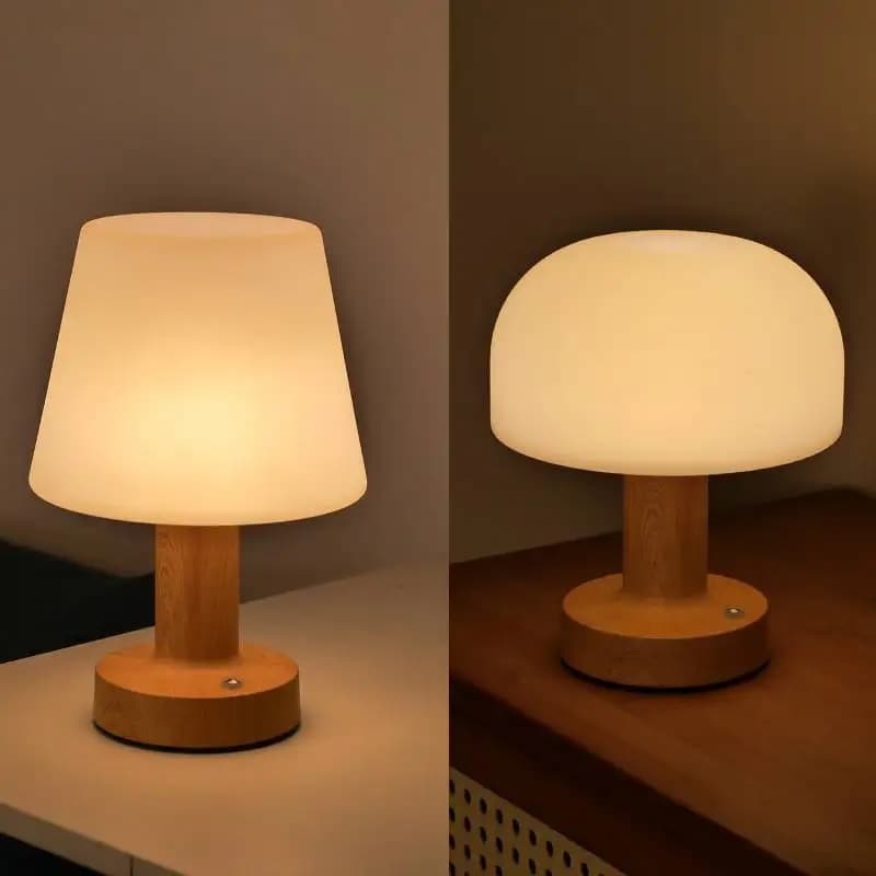 Lampada da tavolo moderna a LED a fungo Retro Touch Control Dimmerabile Luce notturna Lanterna d'atmosfera retrò per la decorazione domestica Ricaricabile tramite USB