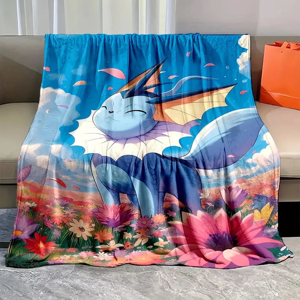 Coperta Anime Giapponese con Stampa Eevee e Umbreon, Morbida Coperta in Flanella per Campeggio, per Bambini e Adulti, Ottima Idea Regalo