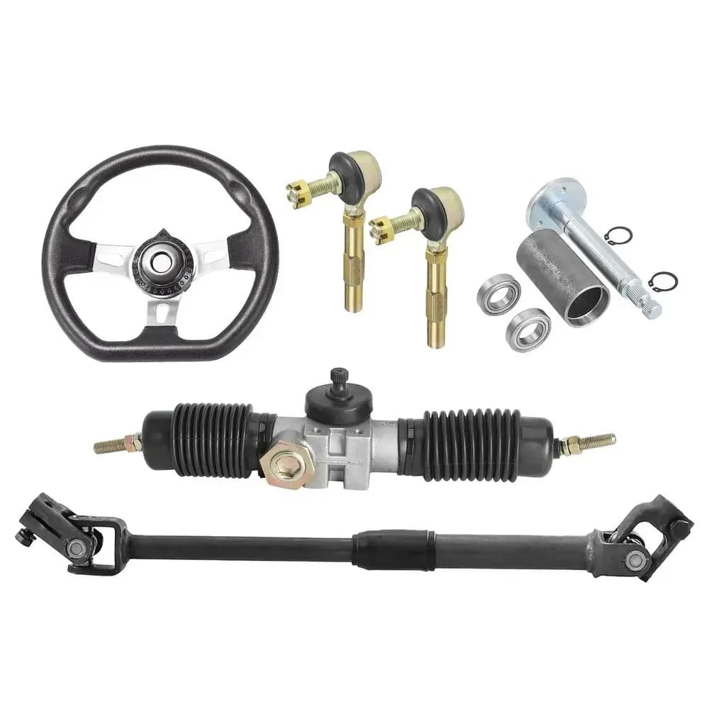 Kit Volante 16.5 pollici con Cremagliera, Pignone, Asta di Collegamento e Giunto Sferico per Go Kart 110cc 125cc, Golf Cart, Buggy, Drift