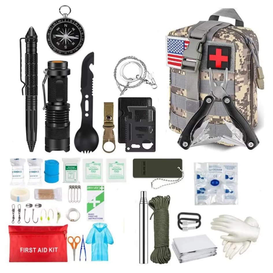 Kit di pronto soccorso di sopravvivenza Set completo di sopravvivenza Molle Attrezzatura da esterno Kit di emergenza Borsa per traumi Escursione da campeggio Borsa per avventure IFAK