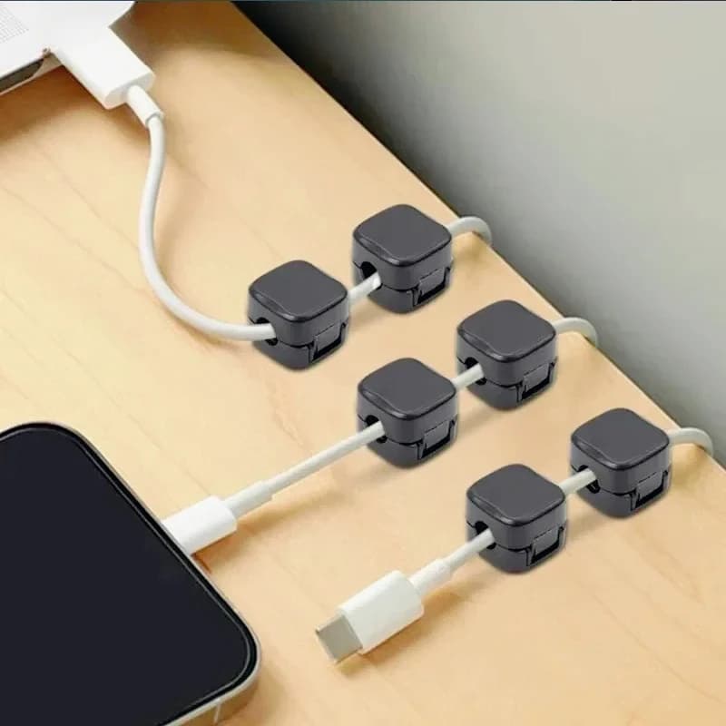 6 PCS Magnetic Cable Clip Cable Holder Adhesive Wire Keeper Cord Cable Organizer for Home Office Under Desk Management