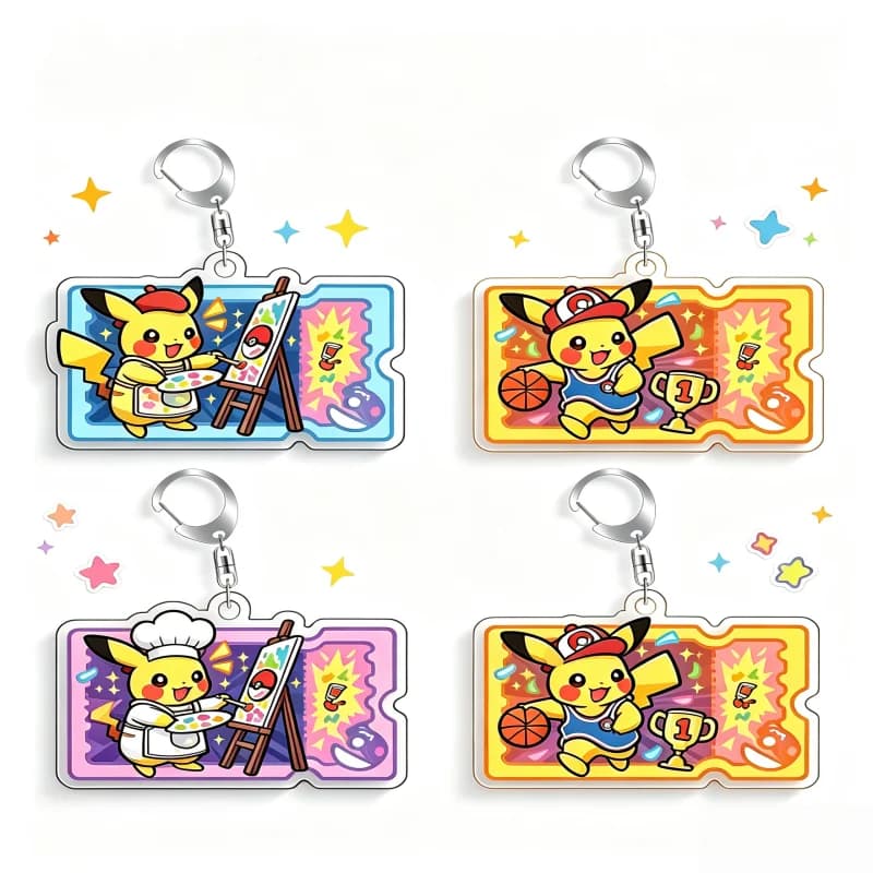 Keychain For Pokemon Pika Artist Pika Sports Acrylic HomemadeCartoon Anime Backpack Pendant Decoration Collection Fans Gift 5cm