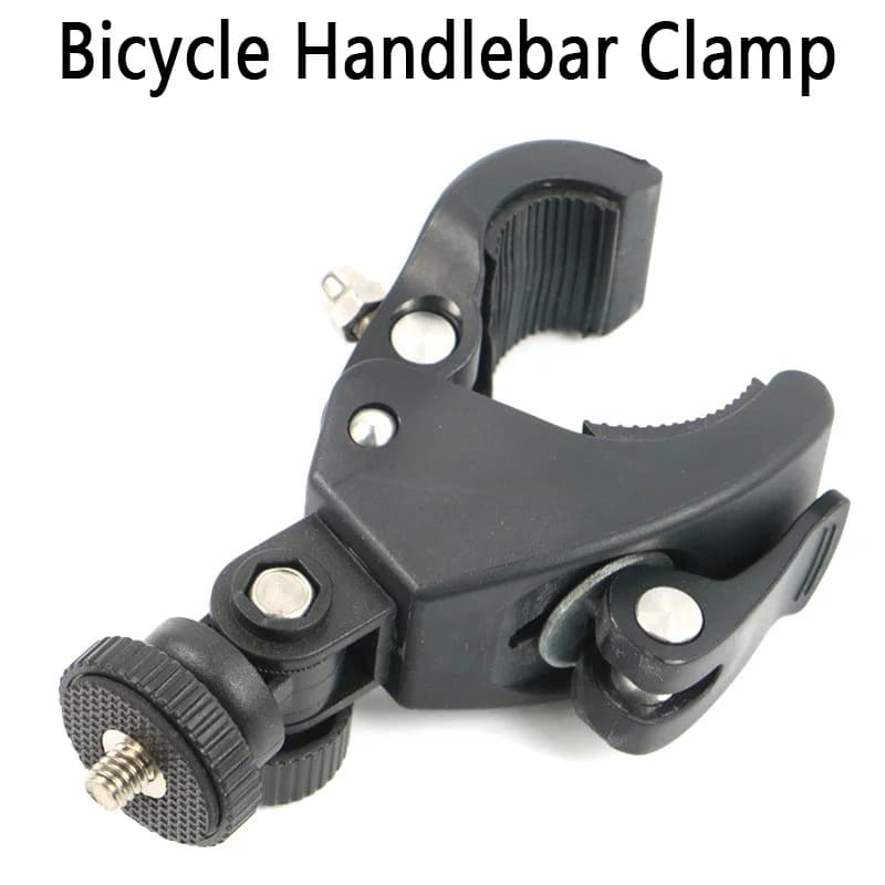 Universal rotary clamp with handlebar clamp bracket DSLR 1/4 mounting bracket on tripod clips accessory for action tripods