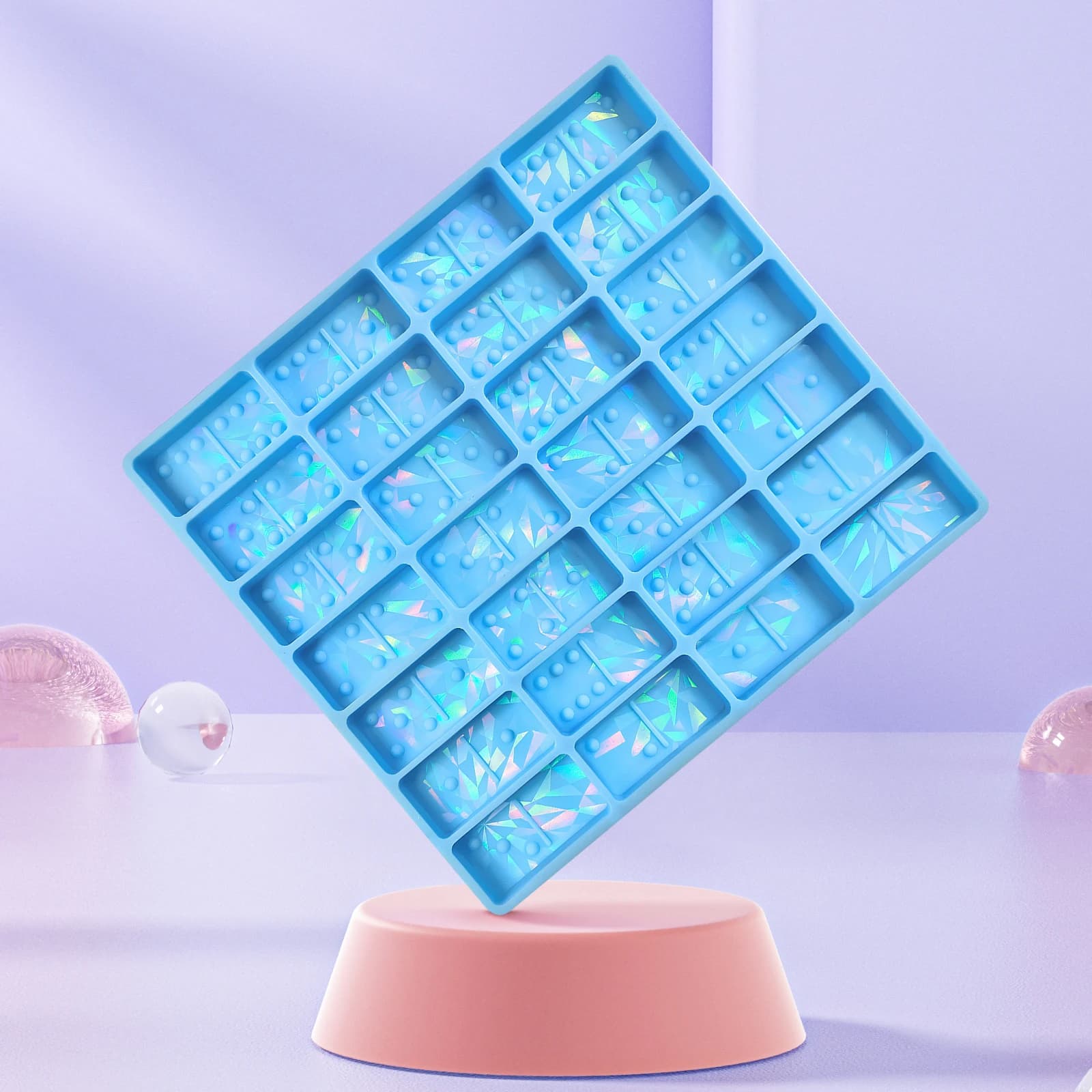 Domino Molds Silicone Holographic Chocolate Molds Domino Game Holographic Chocolate Bar for Resin Casting