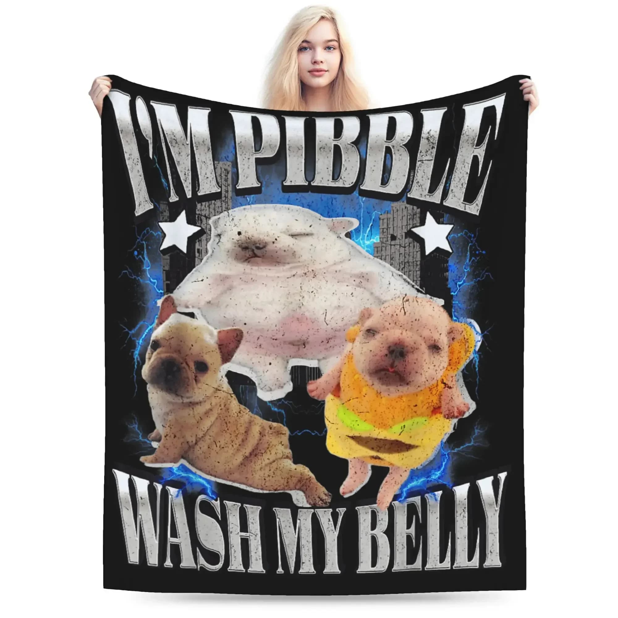 Coperta Silly Meme Pibble in morbido flanella per divano, letto o picnic, calda e accogliente.