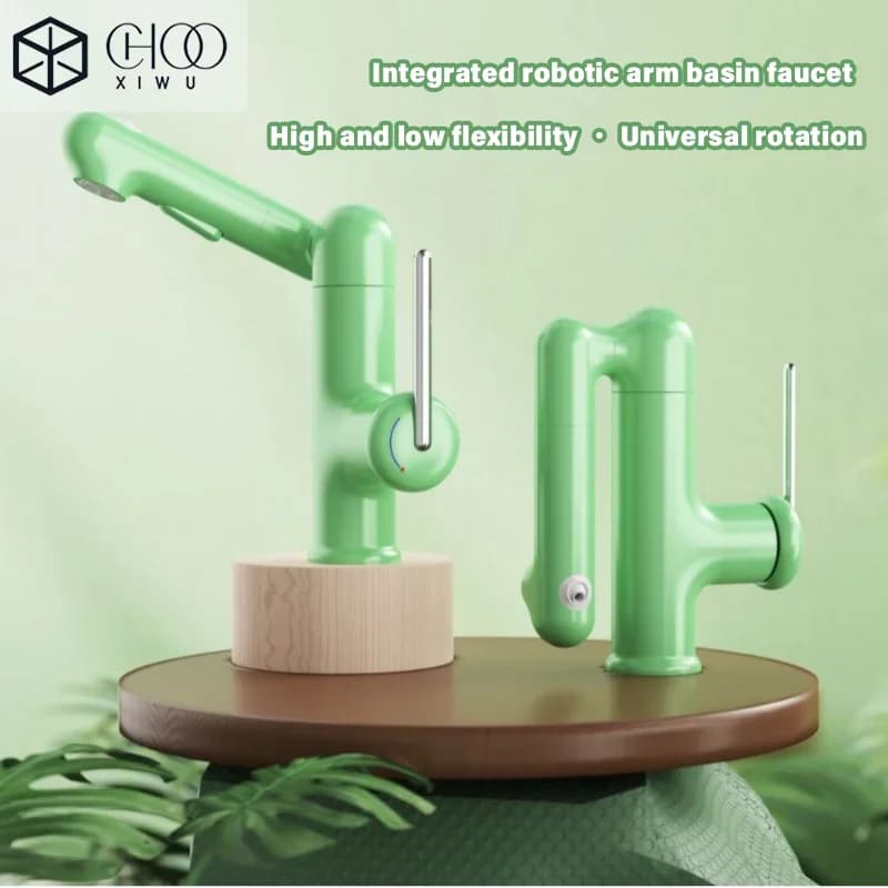 CHOOXIWU - 360 ° Rubinetto da Bagno Girevole a 360° con Doccetta Estraibile, Miscelatore Acqua Calda e Fredda per Lavello Cucina