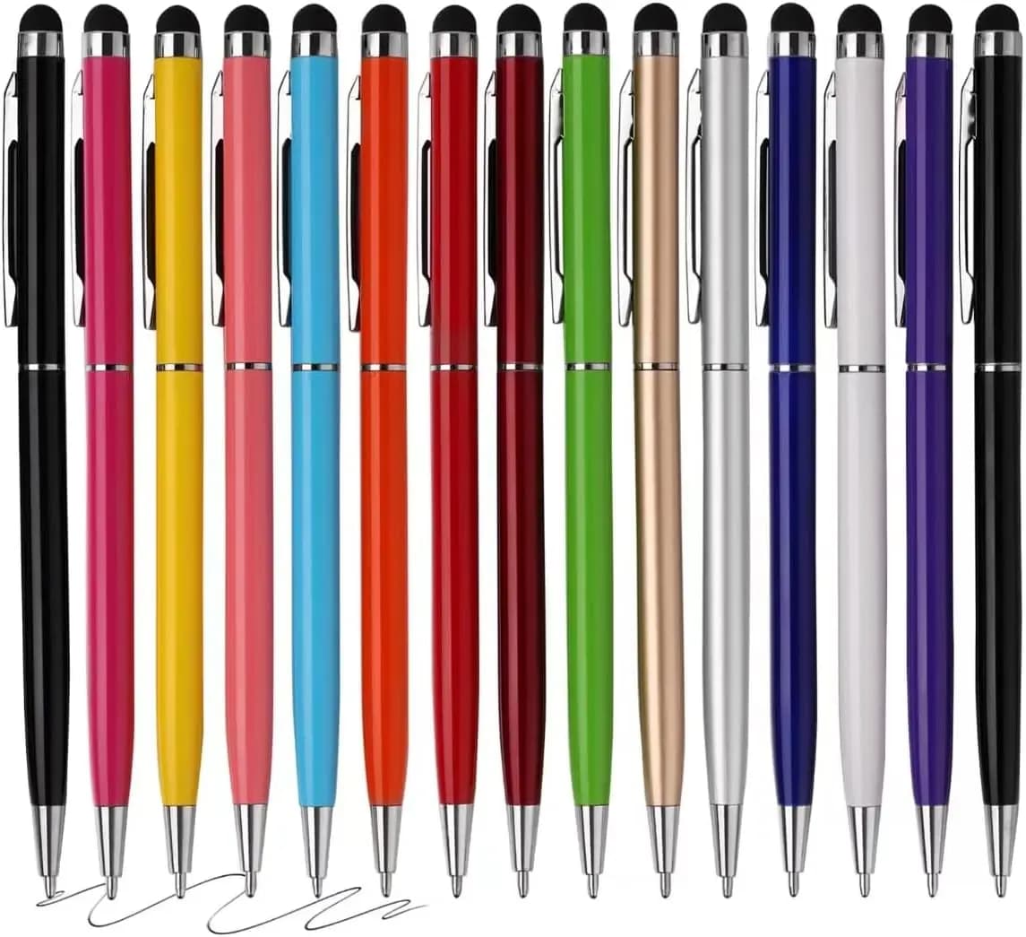 15 Pack Touch Screens Stylus Pen For Phone Tablets Kindle and Black Ink Ballpoint Pens-2 in 1 Stylists pens for Touch Screens
