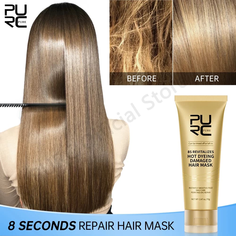 PURC 8 Seconds Hair Mask Levigating Straightening Cream for Hair Treatment Keratin Soft Repair Damaged Hair Care Professional