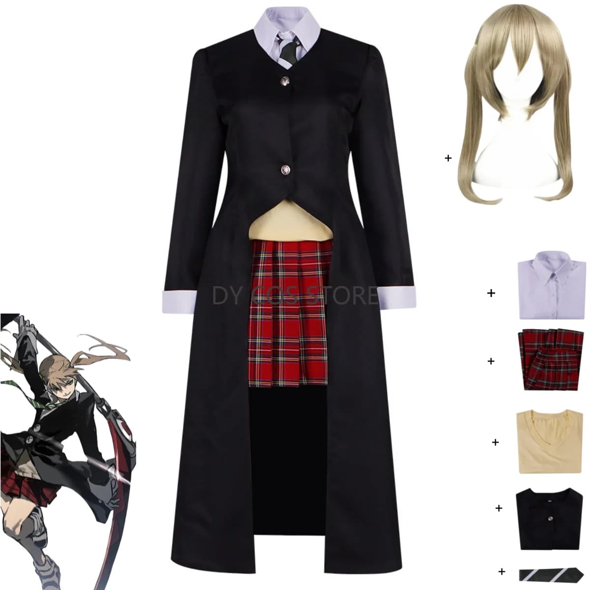 Anime Soul Eater Maka Albarn Cosplay Costume Death Shokunin Professional College Cloak Coat Skirt Wig Woman Sexy Suit