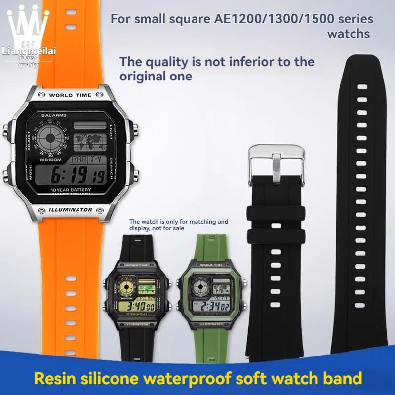 For Casio Watch AE-1200 AE1200/1300 SGW400 AQ-150W A158 A159 A168 Modified Waterproof Silicone Rubber Watch Strap 18mm Watchband