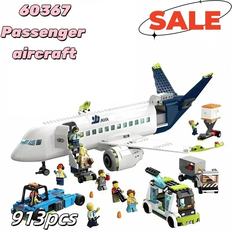 Compatibile con i giocattoli da costruzione per bambini dell'aereo passeggeri 60367, 913 pezzi, possono aprire e chiudere la cabina, adatti per le feste di compleanno
