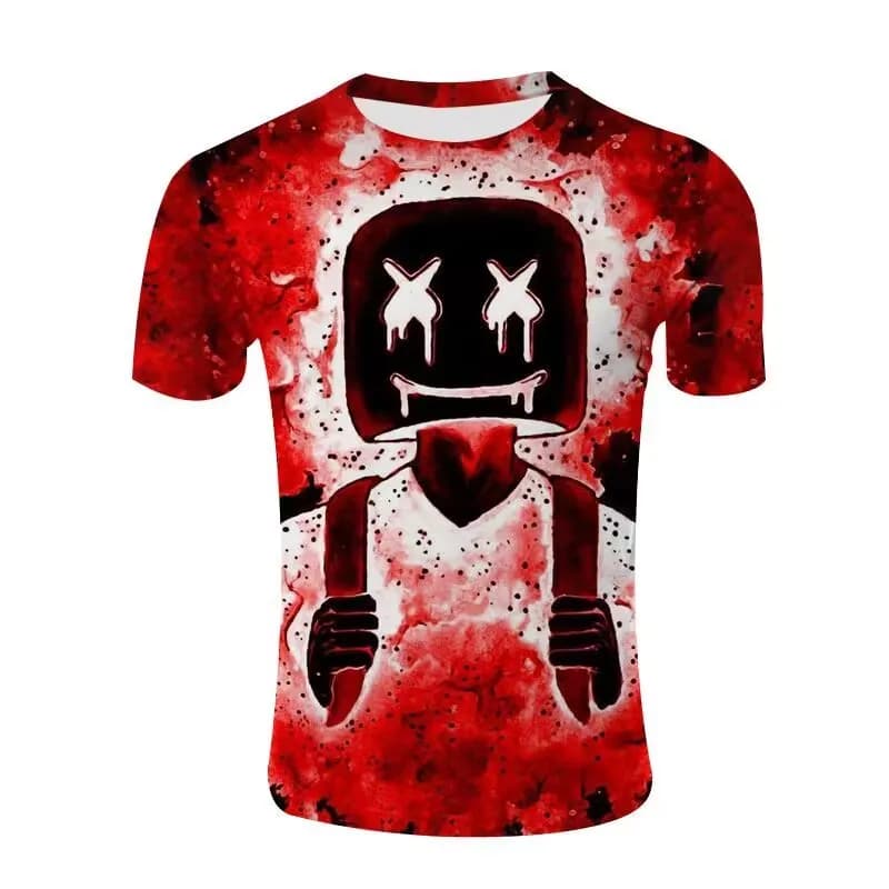 T-Shirt da uomo 3d Hip Hop stampa Marshmallow Dj divertente tutto semplice bello O collo camicia a maniche corte moda abbigliamento giovanile