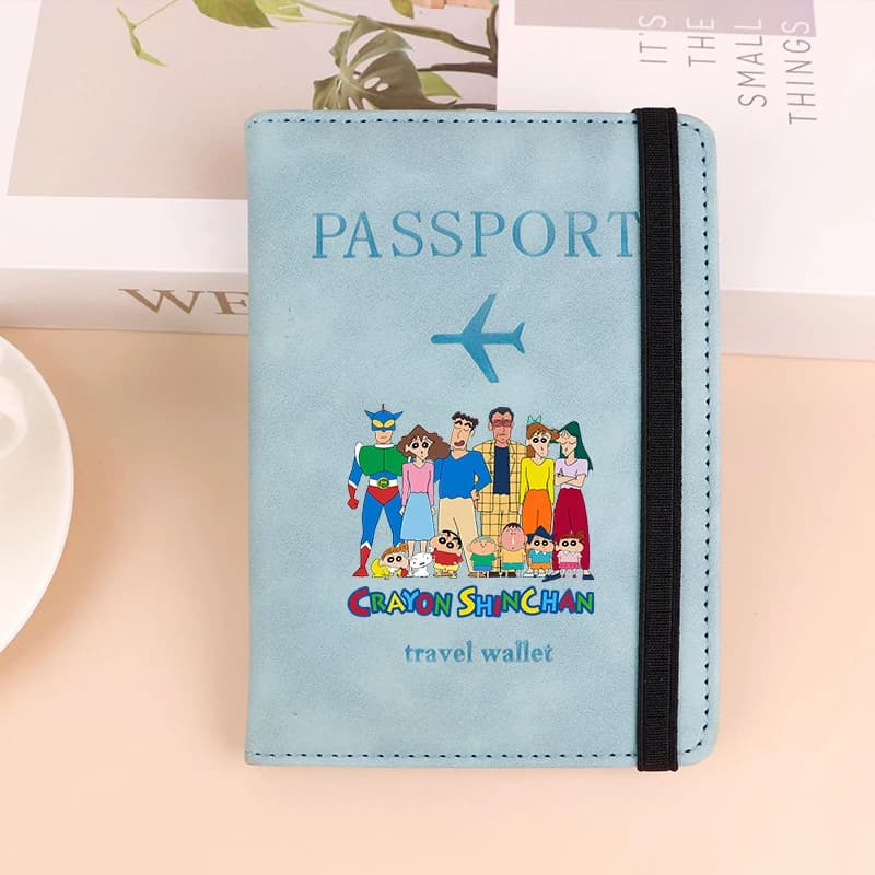 Porta passaporto RFID Crayon Shin-chan per donna e uomo, portafoglio da viaggio, organizer per documenti, porta documenti portatile impermeabile, porta passaporto