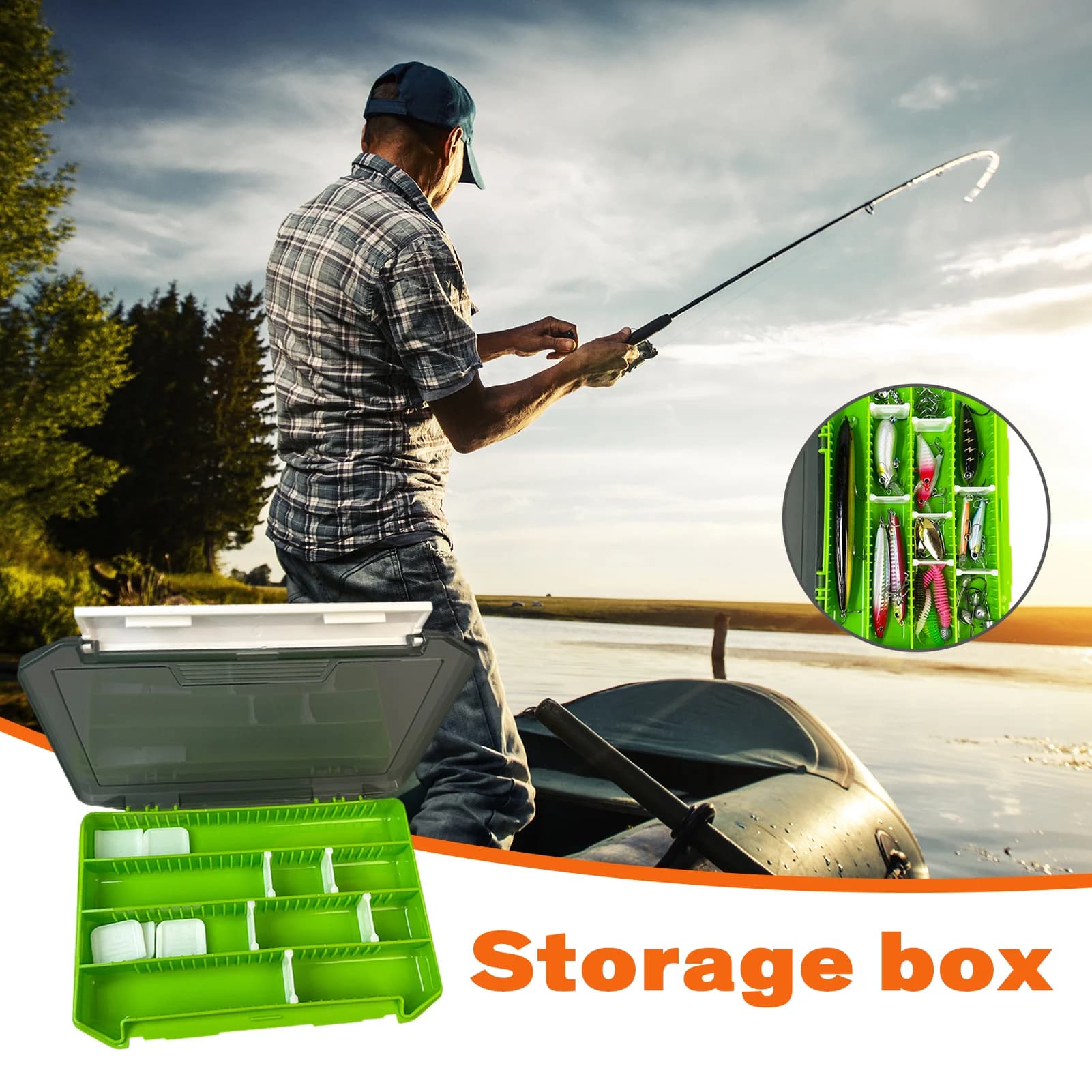 Organizer for Fishing Equipment with Removable Dividers, Boxes for Kit Fishing Accessories