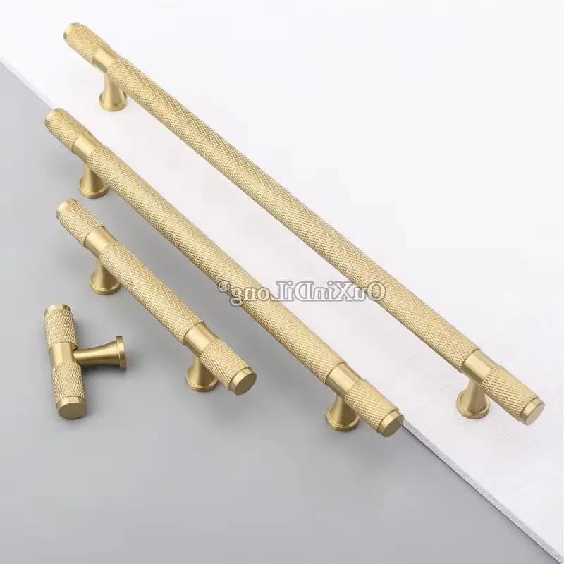 Maniglie a T in Ottone Massiccio Zigrinato, Lunghezza Extra, 10 Pezzi, per Mobili, Cassetti, Armadi, Guardaroba, Scarpiera, Cucina, Mobile TV
