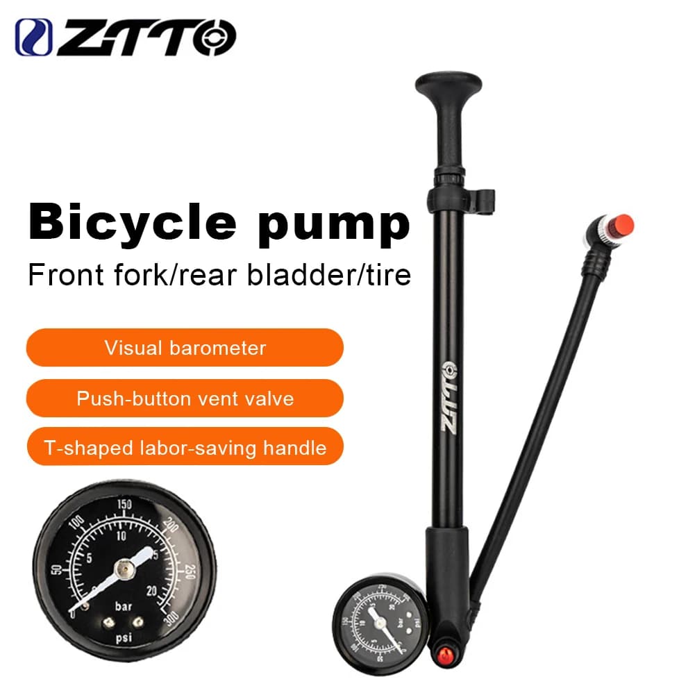 300PSI MTB Bike Shock Pump Schrader Valve Portable Cycling Inflator High Pressure for Mountain Bike Front/Rear Suspension