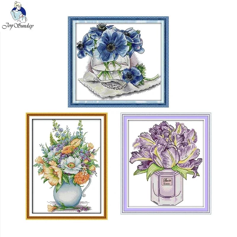 Kit punto croce modello serie vaso peonia ricamo a mano fai da te 16/14/11CT conteggio tessuto tela stampata set da cucito arredamento camera dei bambini