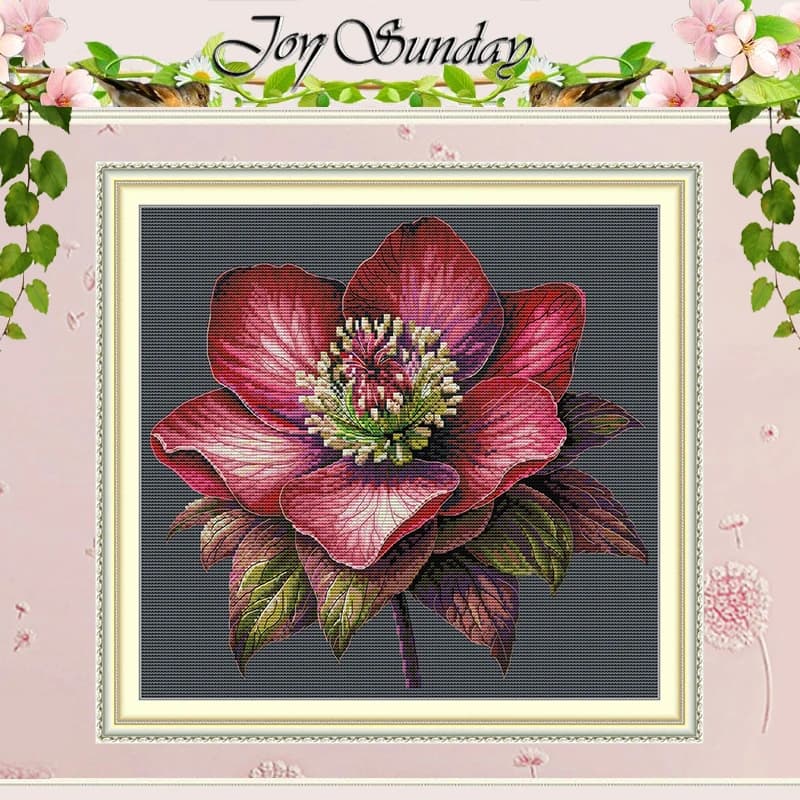 Red Flower Patterns Counted Cross Stitch Set DIY 11CT 14CT 16CT HD Stamped DMC Cross-stitch Kit Embroidery Needlework Crafts