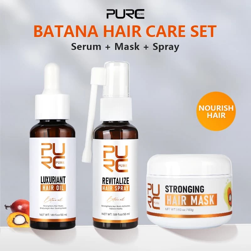PURC Batana Hair Growth 1-3 pieces Set Nutrient Anti Hair Loss Oil Spray and mask Treatment Rosemary Oil Biotin Hair Care Set