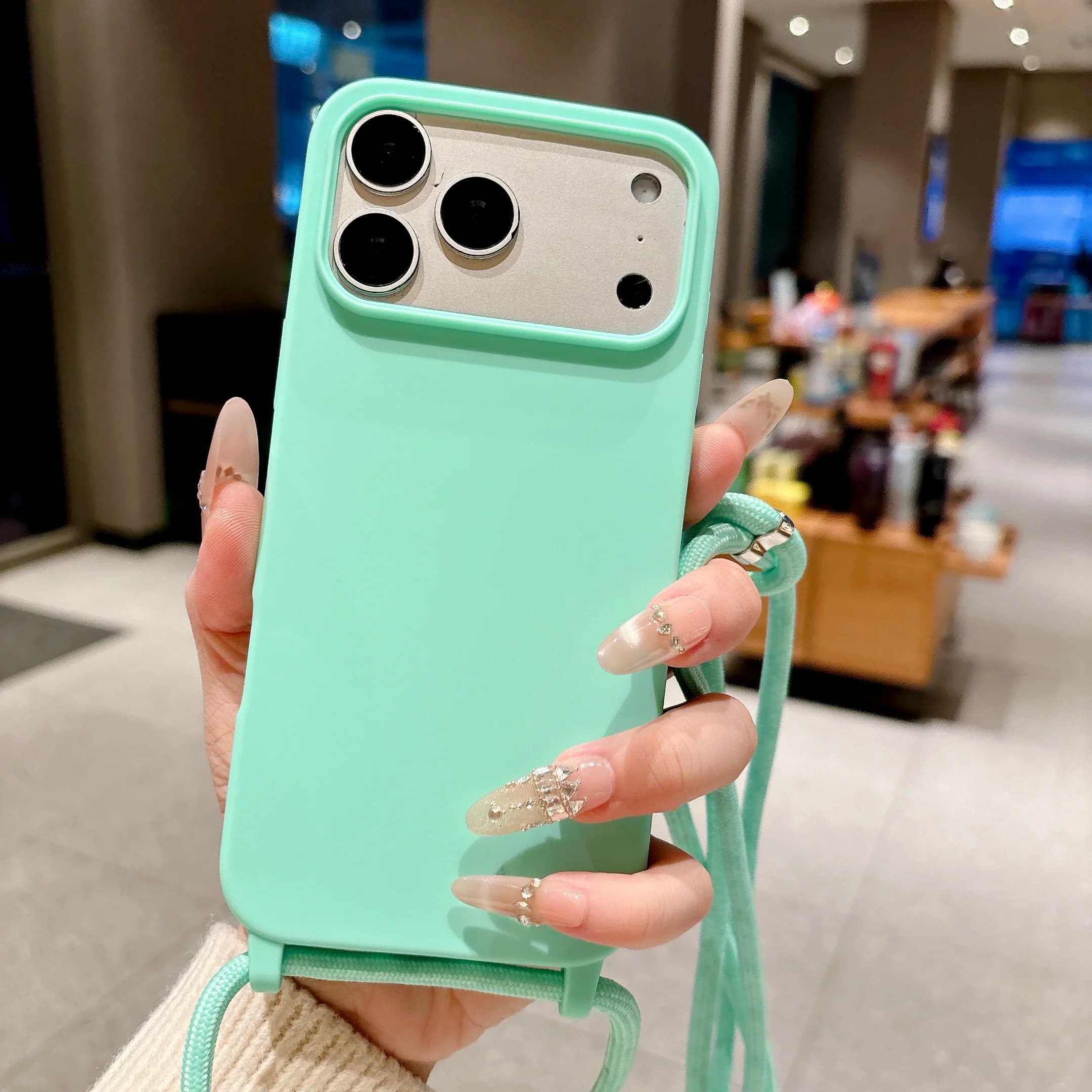 Adjustable Crossbody Shoulder Phone Case For iPhone 13 12 Mini 11 Pro XS Max X XR 8 7 6 Plus Matte Candy Color Silicone Cover