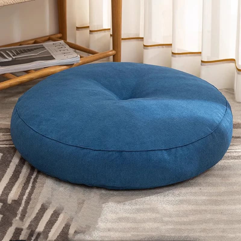 Blue Thick Round Floor Seat Cushion Pillow Tatami Yoga Mat for Meditation Office Sleeping Machine Washable Floor Seat Cushion