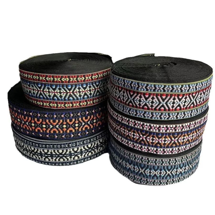 Largo 5 CM 10 yarde/lotto nastro Jacquard intrecciato in poliestere motivo geometrico per accessorio di abbigliamento YS-3841