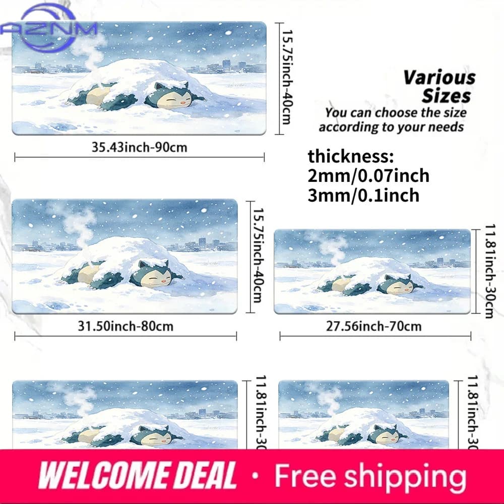 Snorlax Snow City Winter Nap TCG Playmat Non-Slip Gaming Mouse Pad
