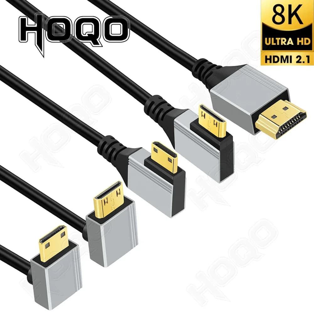 Cavo mini micro HDMI 8K 60Hz Cavo display ultrasottile con angolo di 90 gradi per tablet con fotocamera HDTV per monitor PC portatile
