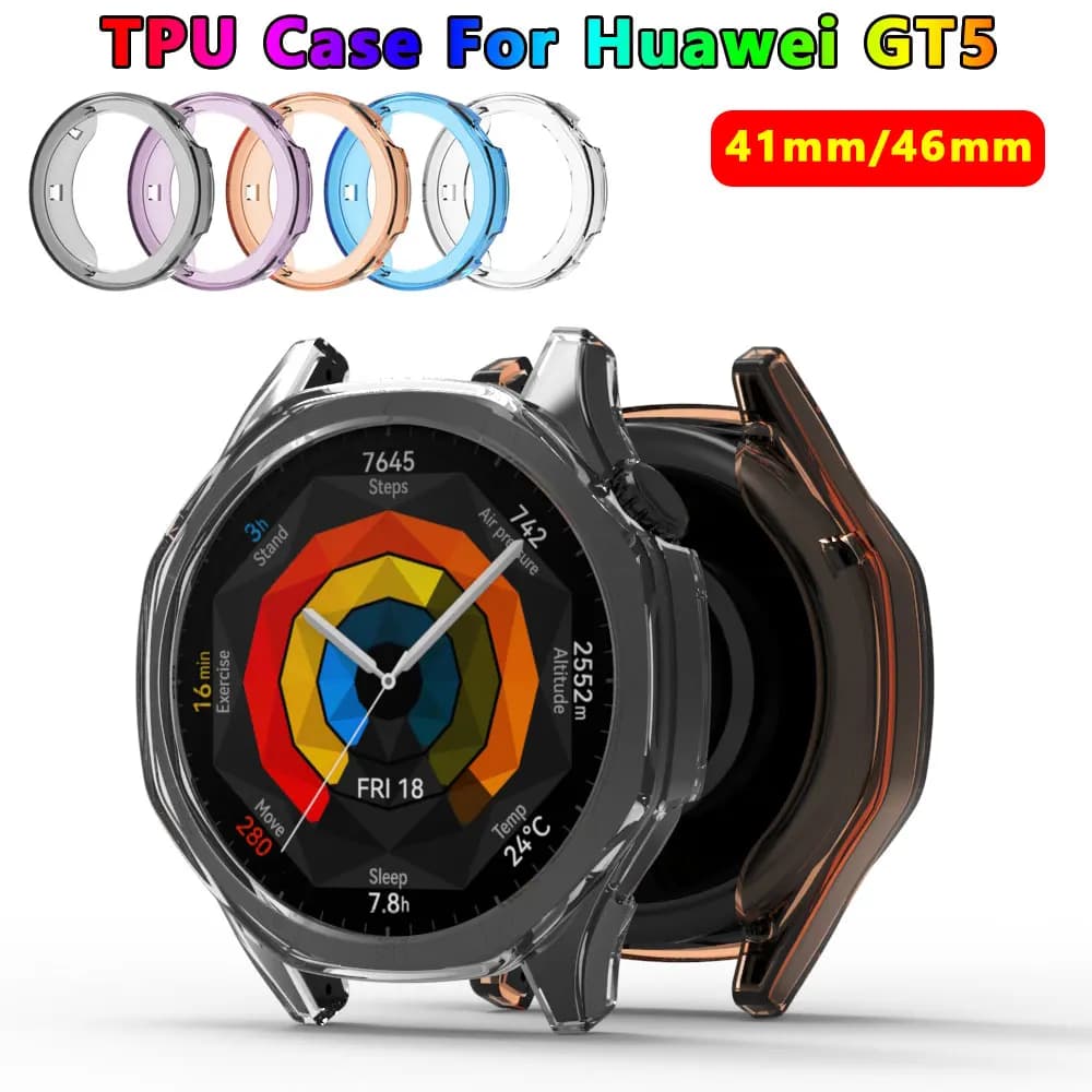 Custodia in silicone TPU per Huawei Watch GT 5 41mm 46mm Protezione schermo Telaio paraurti Huawei Watch GT5 Smartwatch Cover Shell