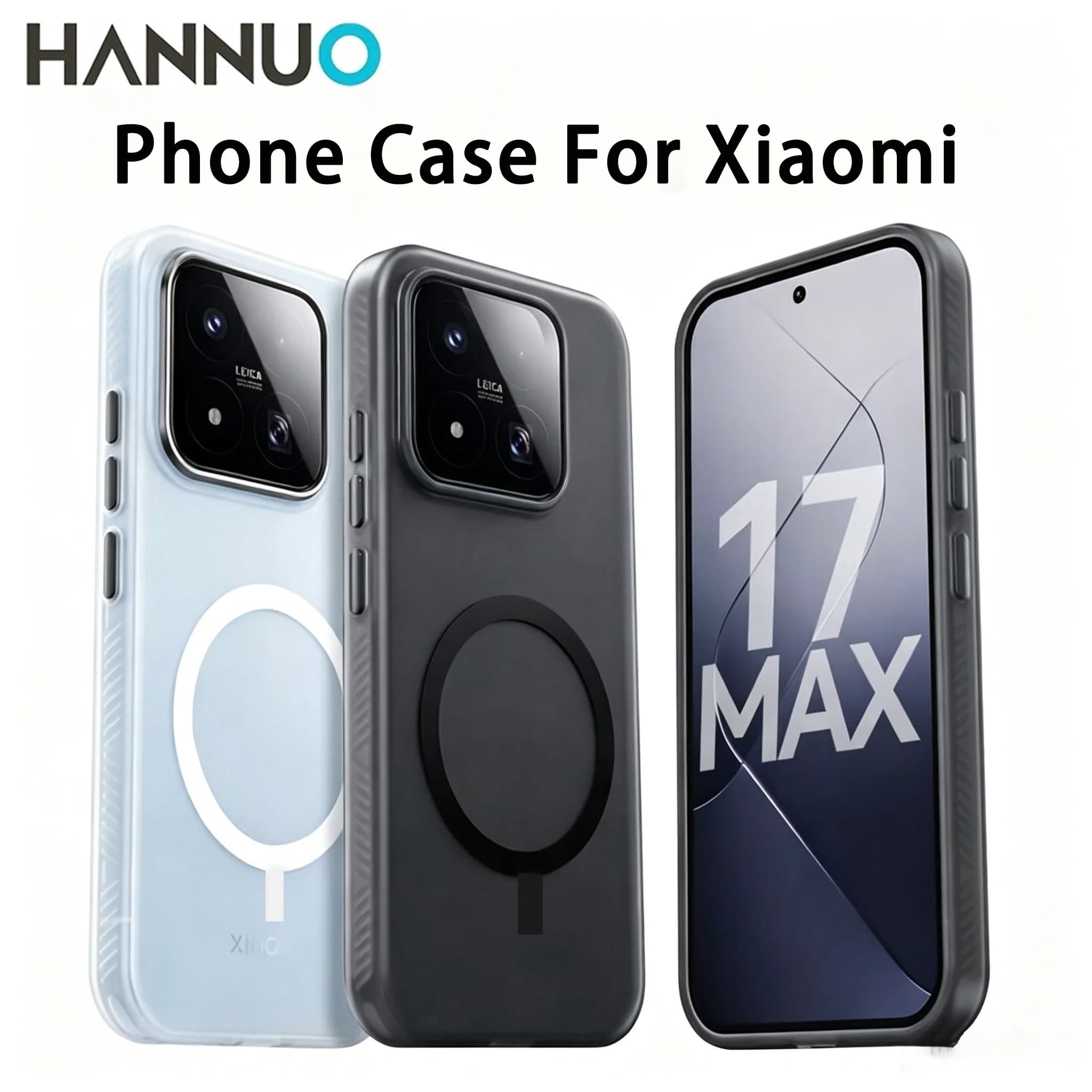 HANNUO Magnetic Case For Xiaomi 17 Max Luxury Magnetic Wireless Charge Cover Matte Soft Silicone Case Magnetic Shockproof Cover