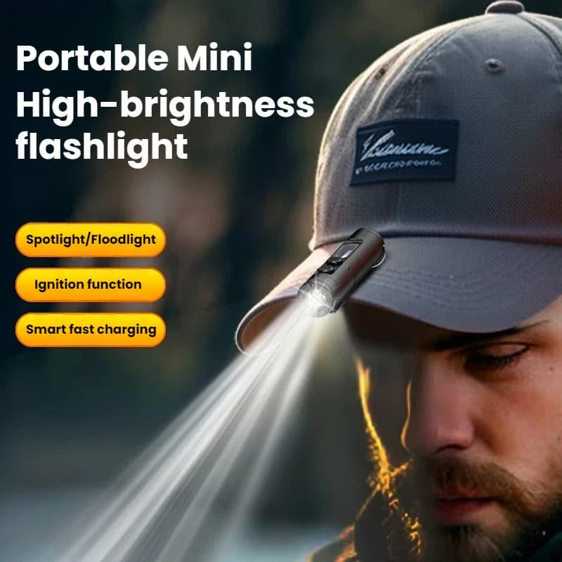 Mini Powerful LED Flashlight with Magnet, Waterproof Keyring Lamp with Clip, Type-C Charging for Hiking and Camping