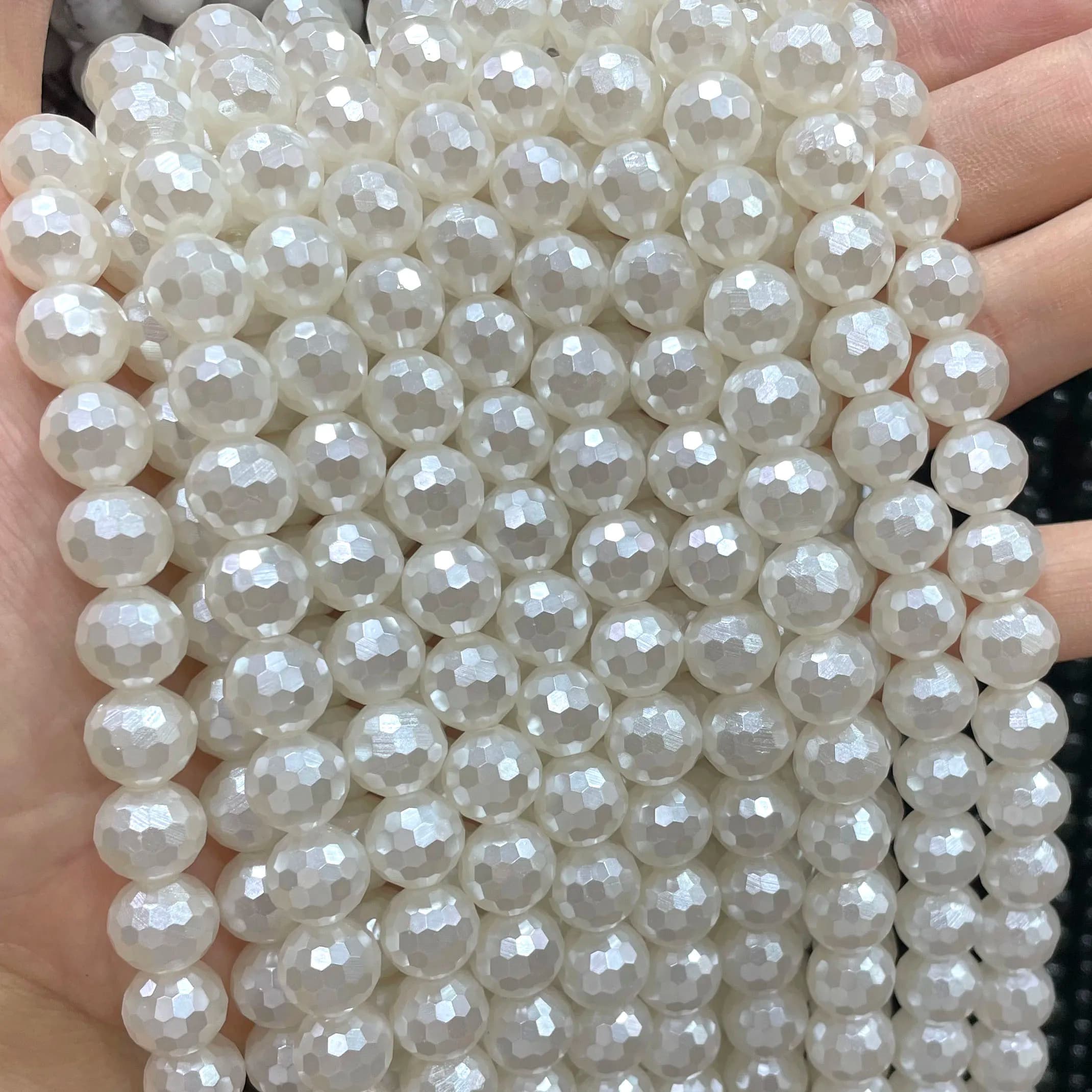 4 6 8 10 12MM Conchiglia d'acqua dolce sfaccettata naturale Perle madre Perline distanziatrici per creazione di gioielli Braccialetti fai da te Orecchini Accessori
