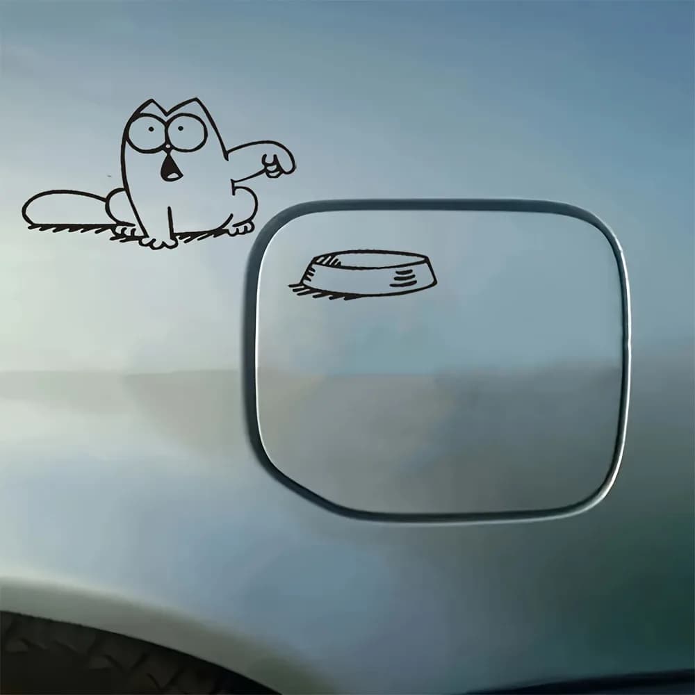 Fuel tank cap stickers with cute and fun cartoon cats - waterproof vinyl car stickers and easy to apply