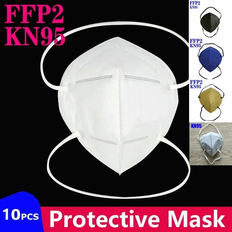 FFP2 KN95 maschera fascia Mascarillas CE nero bianco 5 strati maschera facciale KN95 filtro respiratore maschera bocca adulti filtro