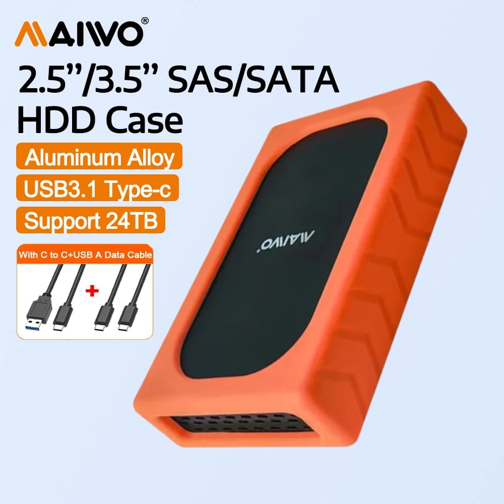 MAIWO SAS/SATA Case Esterno per Disco Rigido 2.5/3.5 Pollici, Box HDD/SSD, Docking Station per HDD/SSD da 2.5 e 3.5 Pollici, Senza Utensili