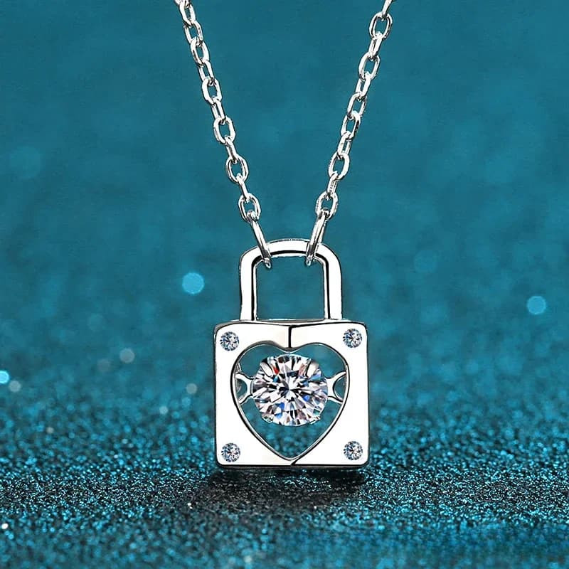 Collana da donna in platino 950 con moissanite e diamante, con chiusura intelligente, idea regalo