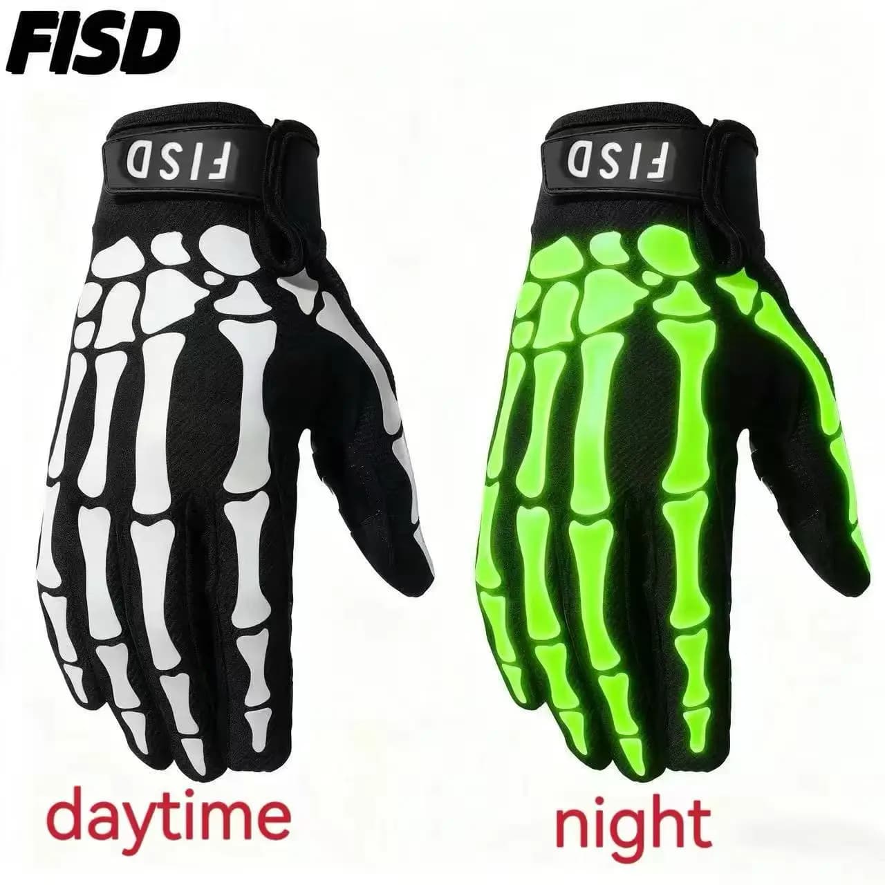 Guanti Luminescenti che si Illuminano al Buio per Bicicletta, Moto, Mountain Bike, Ciclismo Fuoristrada, Guanti Integrali per Uomo e Donna