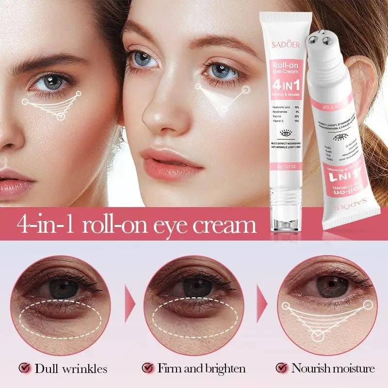 1Pc SADOER Cream Contour Eyes 4in1 Roll-on Hydrating Anti Eyewear Bags Under Eyes Nutrient Serum Eyes Skin Care
