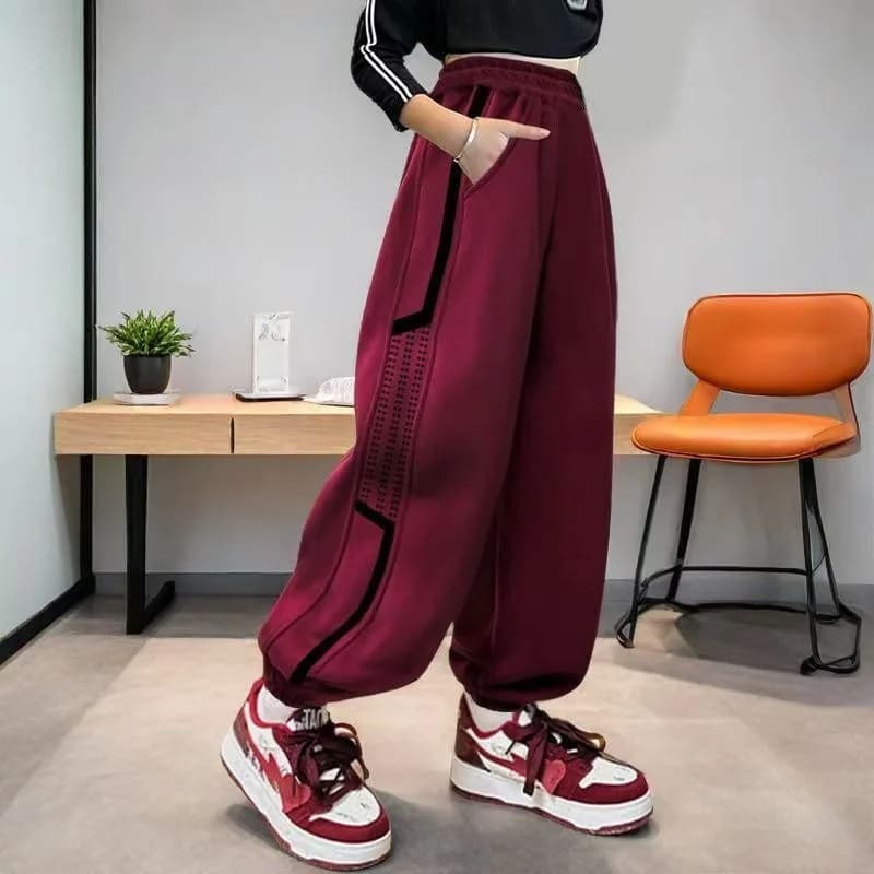 Pantaloni Harem per bambini primavera autunno 2025 - Pantaloni sportivi con cappuccio a gamba larga unisex per bambine, abbigliamento attivo elastico in morbido cotone