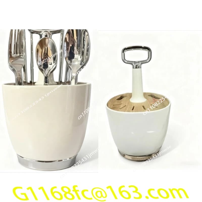 High Quality Stainless Steel Cream Cutlery Rack Smeg Knife Fork Spoon Rack Retro Home Kitchen Storage